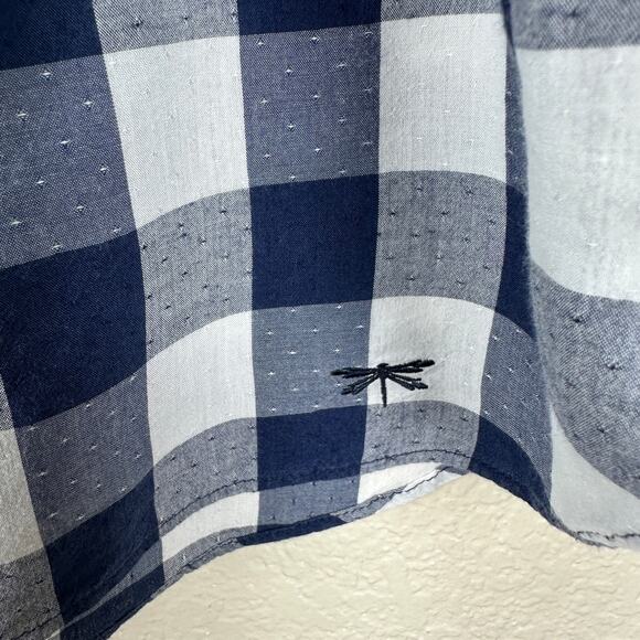Talbots navy white gingham check women’s XL cotton modal embroidered dragonfly - Picture 5 of 5
